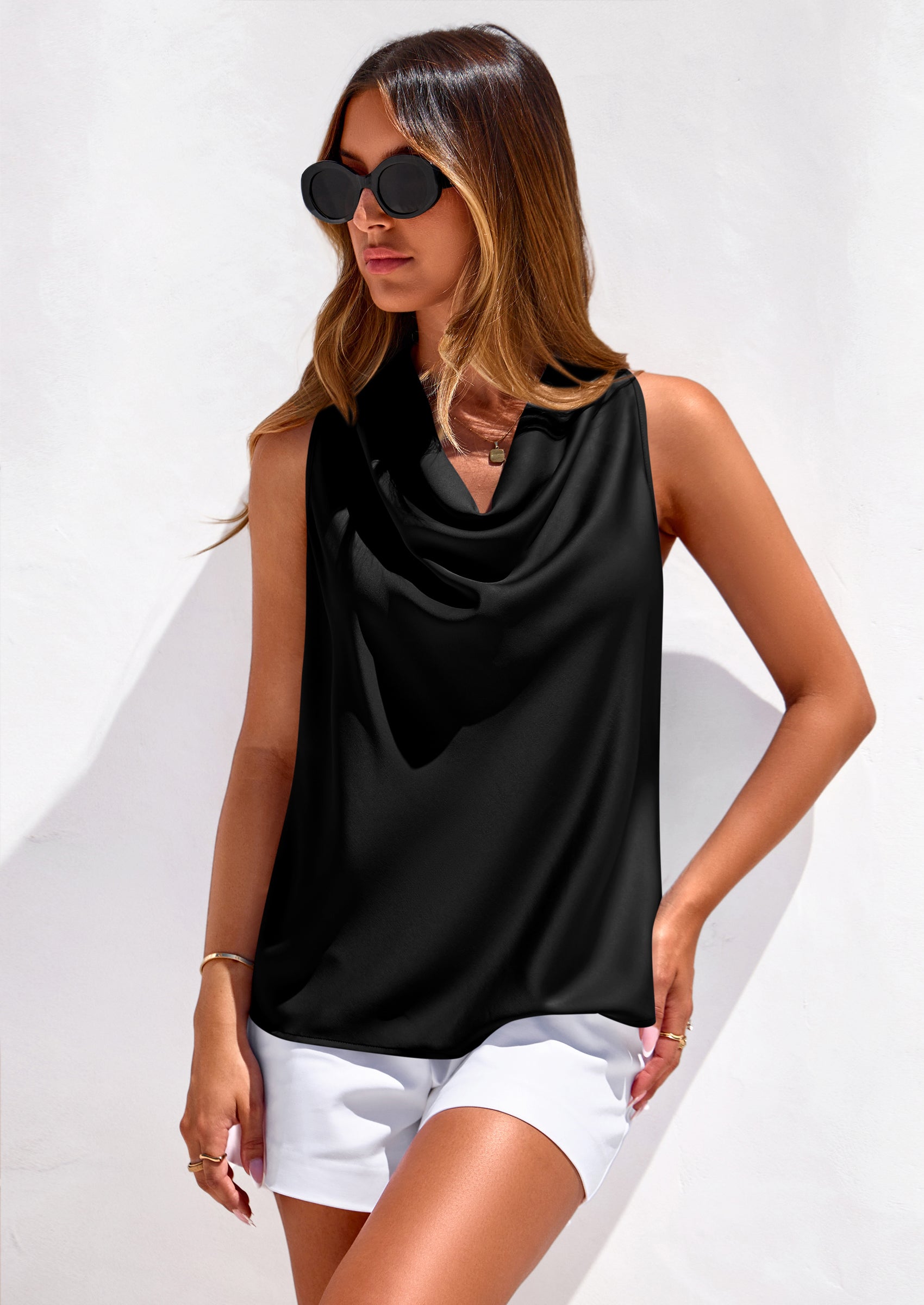 PRETTYGARDEN Women's Tie Halter Going Out Tops Summer Cowl Neck Vest Backless Sleeveless Tank Top Party Date Outfits PRETTYGARDEN