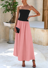 PRETTYGARDEN Women Strapless Elegant Going Out Maxi Dresses