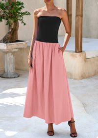 PRETTYGARDEN Women Strapless Elegant Going Out Maxi Dresses