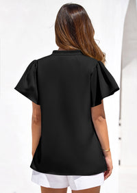 PRETTYGARDEN Women's Summer Blouses Dressy Casual Ruffle Cap Sleeve V Neck Business Work Trendy Cute Tops Spring Outfits PRETTYGARDEN