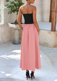 PRETTYGARDEN Women Strapless Elegant Going Out Maxi Dresses