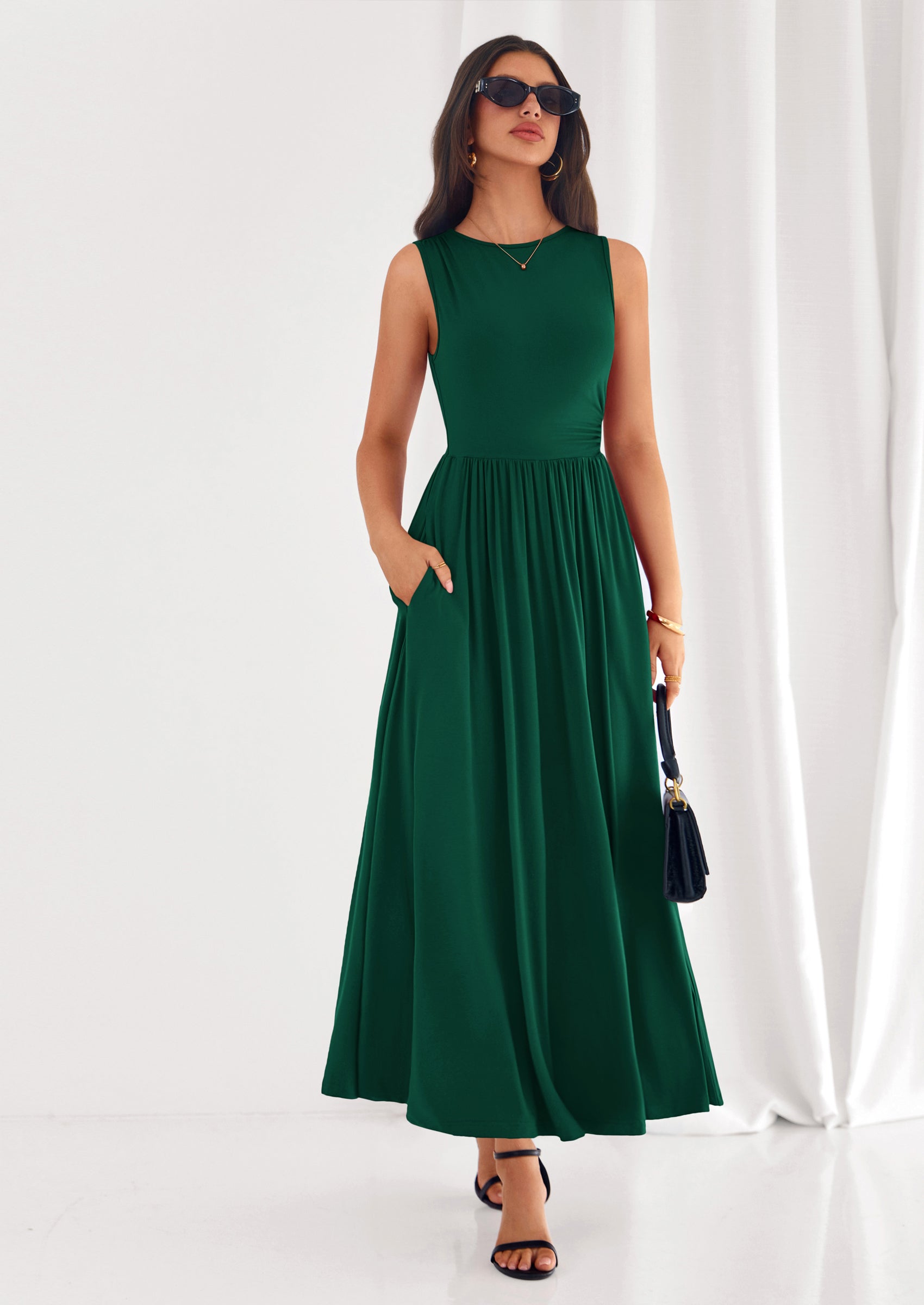 floor length casual summer dresses R.Vivimos Women's Summer Maxi Dress Spaghetti Strap Boho Floral Print Smocked Backless Casual Ruffle Flowy