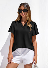 PRETTYGARDEN Women's Summer Blouses Dressy Casual Ruffle Cap Sleeve V Neck Business Work Trendy Cute Tops Spring Outfits PRETTYGARDEN