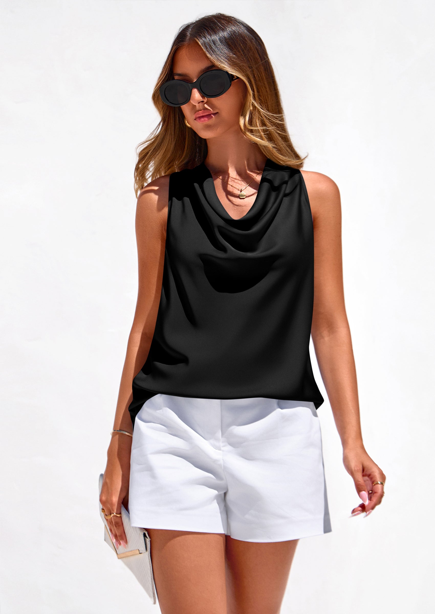 PRETTYGARDEN Women's Tie Halter Going Out Tops Summer Cowl Neck Vest Backless Sleeveless Tank Top Party Date Outfits PRETTYGARDEN