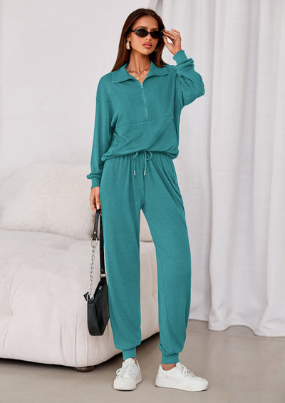 PRETTYGARDEN Women's Fall 2 Piece Lounge Sets Zip Up Sweatshirt Jogger Pants Sweat Track Suits Travel Outfit Winter Clothing