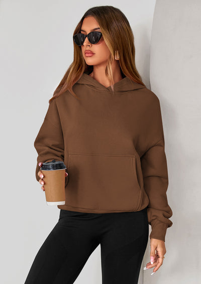 PRETTYGARDEN Women's Fall Hooded Sweatshirts Long Sleeve Half Zip Cropped Hoodies Pullover Winter Fashion Clothes