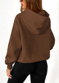 PRETTYGARDEN Women's Fall Hooded Sweatshirts Long Sleeve Half Zip Cropped Hoodies Pullover Winter Fashion Clothes