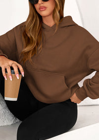 PRETTYGARDEN Women's Fall Hooded Sweatshirts Long Sleeve Half Zip Cropped Hoodies Pullover Winter Fashion Clothes