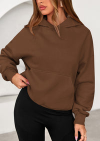 PRETTYGARDEN Women's Fall Hooded Sweatshirts Long Sleeve Half Zip Cropped Hoodies Pullover Winter Fashion Clothes