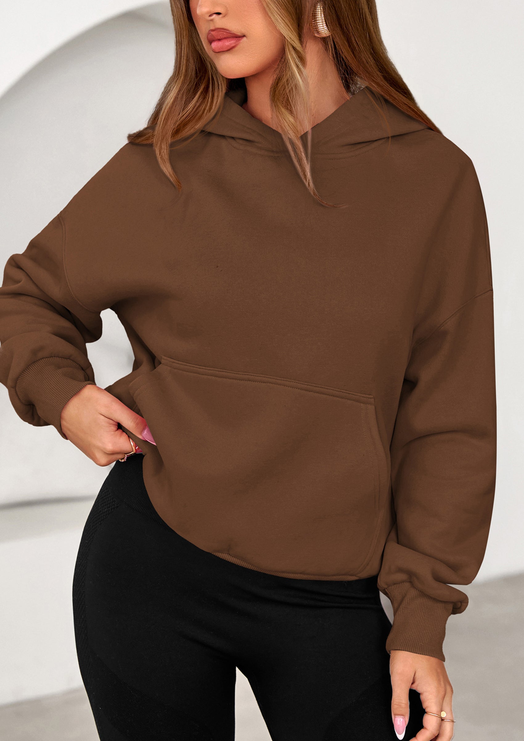 PRETTYGARDEN Women's Fall Hooded Sweatshirts Long Sleeve Half Zip Cropped Hoodies Pullover Winter Fashion Clothes