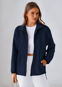 BTFBM Women's Fleece Jackets Fall Winter Clothes 2025 Stand Collar Outwear Jacket Zip Up Casual Fuzzy Coats Pockets PRETTYGARDEN