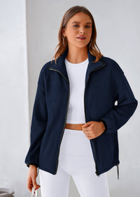 BTFBM Women's Fleece Jackets Fall Winter Clothes 2025 Stand Collar Outwear Jacket Zip Up Casual Fuzzy Coats Pockets PRETTYGARDEN