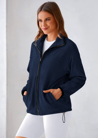 BTFBM Women's Fleece Jackets Fall Winter Clothes 2025 Stand Collar Outwear Jacket Zip Up Casual Fuzzy Coats Pockets PRETTYGARDEN