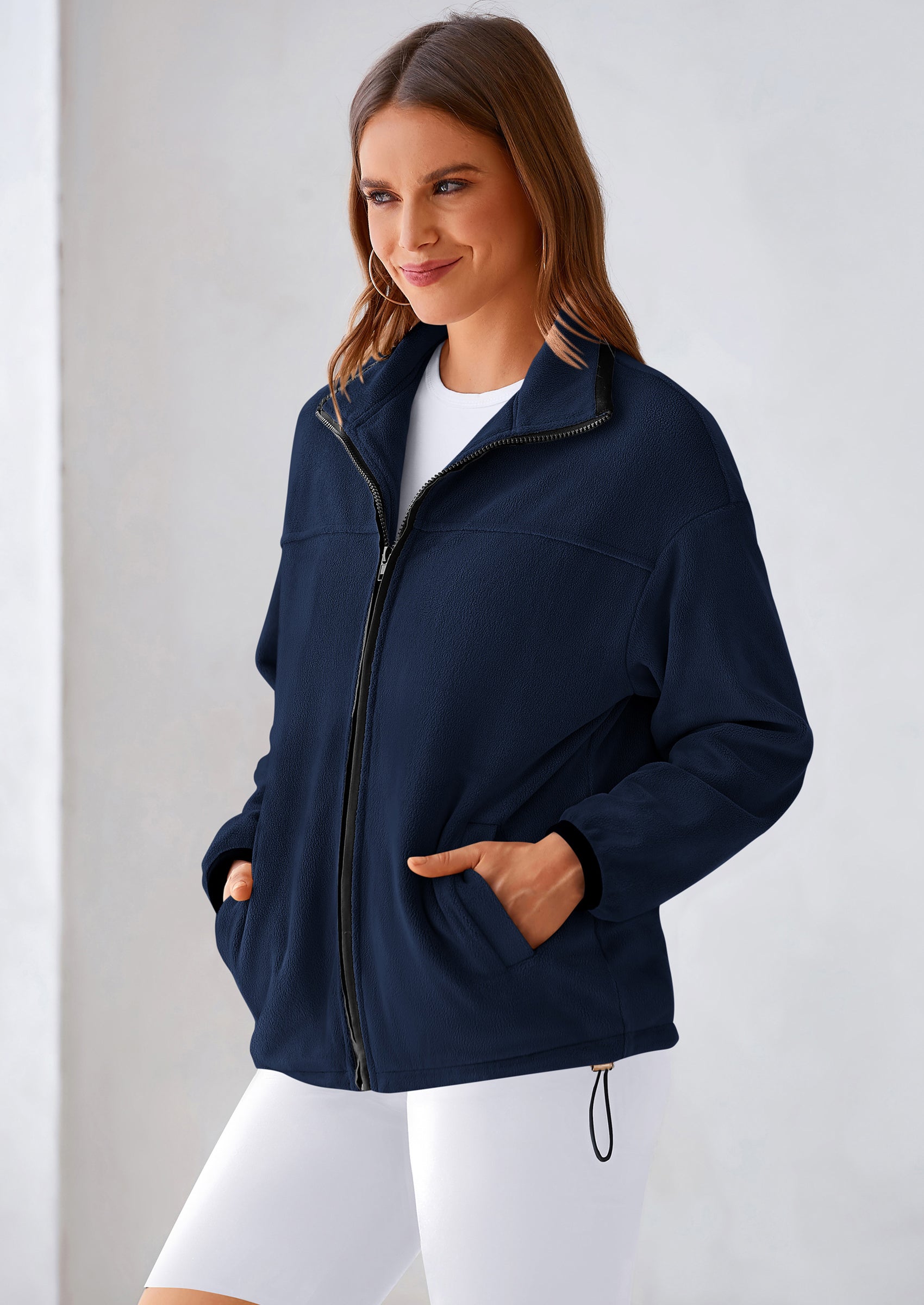 BTFBM Women's Fleece Jackets Fall Winter Clothes 2025 Stand Collar Outwear Jacket Zip Up Casual Fuzzy Coats Pockets PRETTYGARDEN