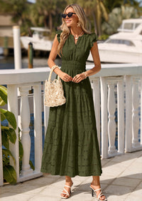 PRETTYGARDEN Womens Boho Maxi Dresses Summer Floral Lace Eyelet V Neck Spring Wedding Guest Dress Beach Vacation Clothes PRETTYGARDEN