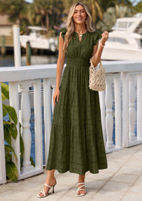 PRETTYGARDEN Womens Boho Maxi Dresses Summer Floral Lace Eyelet V Neck Spring Wedding Guest Dress Beach Vacation Clothes PRETTYGARDEN