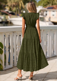 PRETTYGARDEN Womens Boho Maxi Dresses Summer Floral Lace Eyelet V Neck Spring Wedding Guest Dress Beach Vacation Clothes PRETTYGARDEN