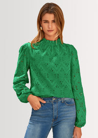 PRETTYGARDEN Womens Tops Dressy Casual Spring Long Sleeve Shirts Embroidered Eyelet Blouses Going Out Outfits