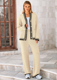 PRETTYGARDEN Lounge Sets for Women Fall Loungewear 2 Piece Outfits Cardigan Sweaters Track Suit Matching Winter Clothing