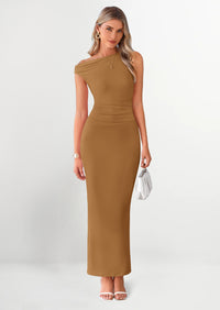 PRETTYGARDEN One Shoulder Bodycon Mesh Wedding Guest Cocktail Maxi Dresses