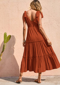PRETTYGARDEN Women's Cross Neck Spring Sleeveless Tiered Maxi Dress Beach Tie Strap Smocked Long Dresses Pleated Sundress