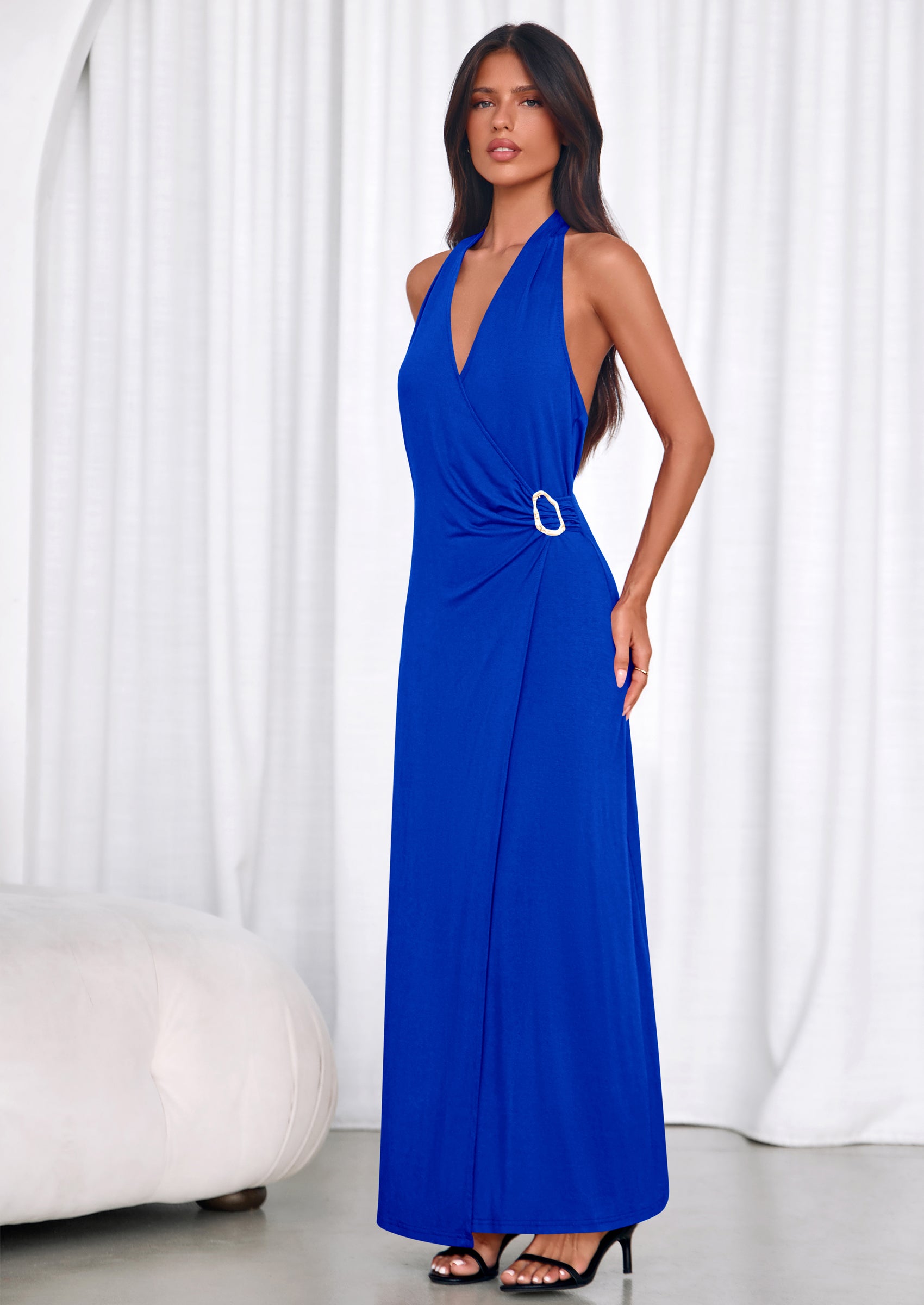 PRETTYGARDEN Womens Summer Halter Dresses Elegant Classy V Neck Backle PRETTYGARDEN Womens Summer Halter Dresses Elegant Classy V Neck Backle