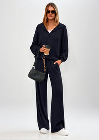 PRETTYGARDEN Women's 2 Piece Fall Lounge Sets Zip Up Hoodie Wide Leg Pants Tracksuit Matching Travel Outfits Clothes