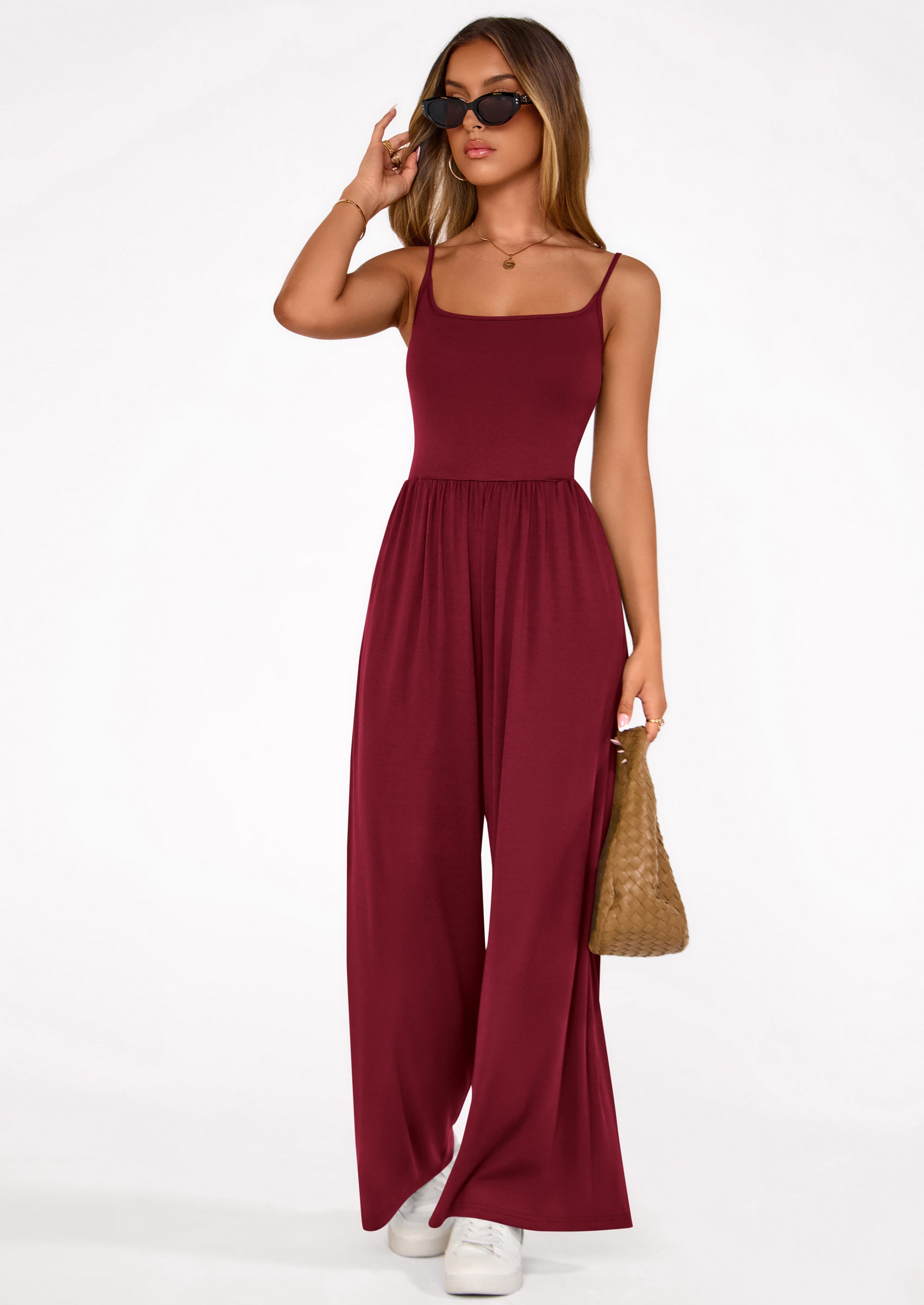 PRETTYGARDEN Summer Jumpsuits for Women Casual Wide Leg Date Night Rompers Sleeveless Beach Vacation One Piece Outfits PRETTYGARDEN