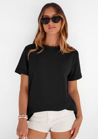 PRETTYGARDEN Womens Summer Tops Spring Casual Rolled Short Sleeve Basic Tees Crew Neck Work Shirts Fashion Clothing PRETTYGARDEN