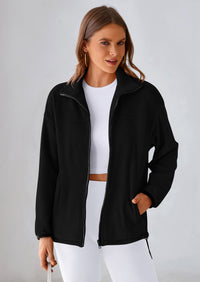 BTFBM Women's Fleece Jackets Fall Winter Clothes 2025 Stand Collar Outwear Jacket Zip Up Casual Fuzzy Coats Pockets PRETTYGARDEN