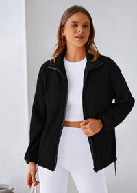 BTFBM Women's Fleece Jackets Fall Winter Clothes 2025 Stand Collar Outwear Jacket Zip Up Casual Fuzzy Coats Pockets PRETTYGARDEN