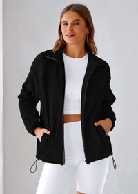 BTFBM Women's Fleece Jackets Fall Winter Clothes 2025 Stand Collar Outwear Jacket Zip Up Casual Fuzzy Coats Pockets PRETTYGARDEN