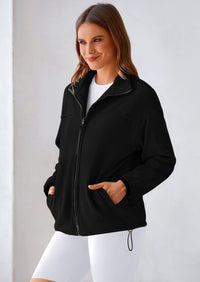 BTFBM Women's Fleece Jackets Fall Winter Clothes 2025 Stand Collar Outwear Jacket Zip Up Casual Fuzzy Coats Pockets PRETTYGARDEN