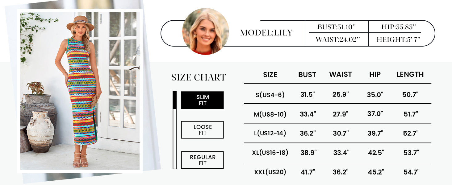 PRETTYGARDEN Womens Maxi Tank Spring Dress Sleeveless Crew Neck Striped Side Slit Casual Long Bodycon Dresses