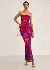 PRETTYGARDEN Womens Printed Tube Maxi Dress Strapless Bodycon Sleeveless Night Out Long Dresses