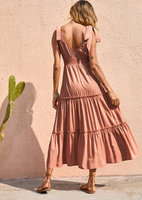 PRETTYGARDEN Women's Cross Neck Spring Sleeveless Tiered Maxi Dress Beach Tie Strap Smocked Long Dresses Pleated Sundress