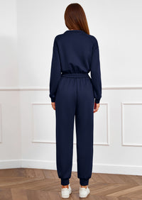 PRETTYGARDEN Long Sleeve Jumpsuits for Women Casual  Fall Fashion Zip Up Pant Rompers One Piece Sweatsuits Travel Outfits