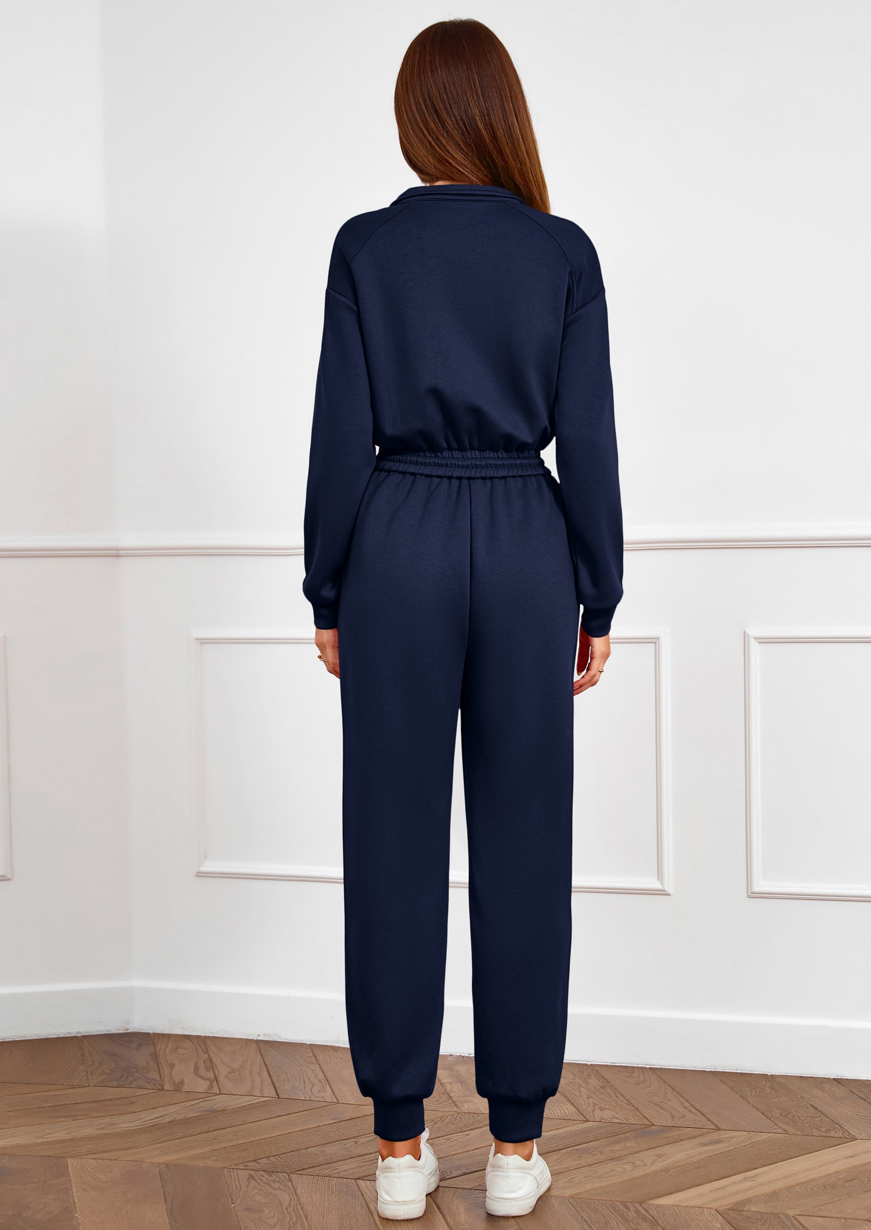 PRETTYGARDEN Long Sleeve Jumpsuits for Women Casual  Fall Fashion Zip Up Pant Rompers One Piece Sweatsuits Travel Outfits