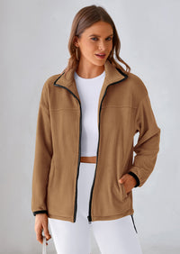 BTFBM Women's Fleece Jackets Fall Winter Clothes 2025 Stand Collar Outwear Jacket Zip Up Casual Fuzzy Coats Pockets PRETTYGARDEN