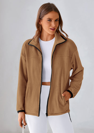 BTFBM Women's Fleece Jackets Fall Winter Clothes 2025 Stand Collar Outwear Jacket Zip Up Casual Fuzzy Coats Pockets PRETTYGARDEN