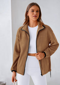 BTFBM Women's Fleece Jackets Fall Winter Clothes 2025 Stand Collar Outwear Jacket Zip Up Casual Fuzzy Coats Pockets PRETTYGARDEN