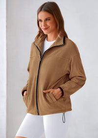 BTFBM Women's Fleece Jackets Fall Winter Clothes 2025 Stand Collar Outwear Jacket Zip Up Casual Fuzzy Coats Pockets PRETTYGARDEN