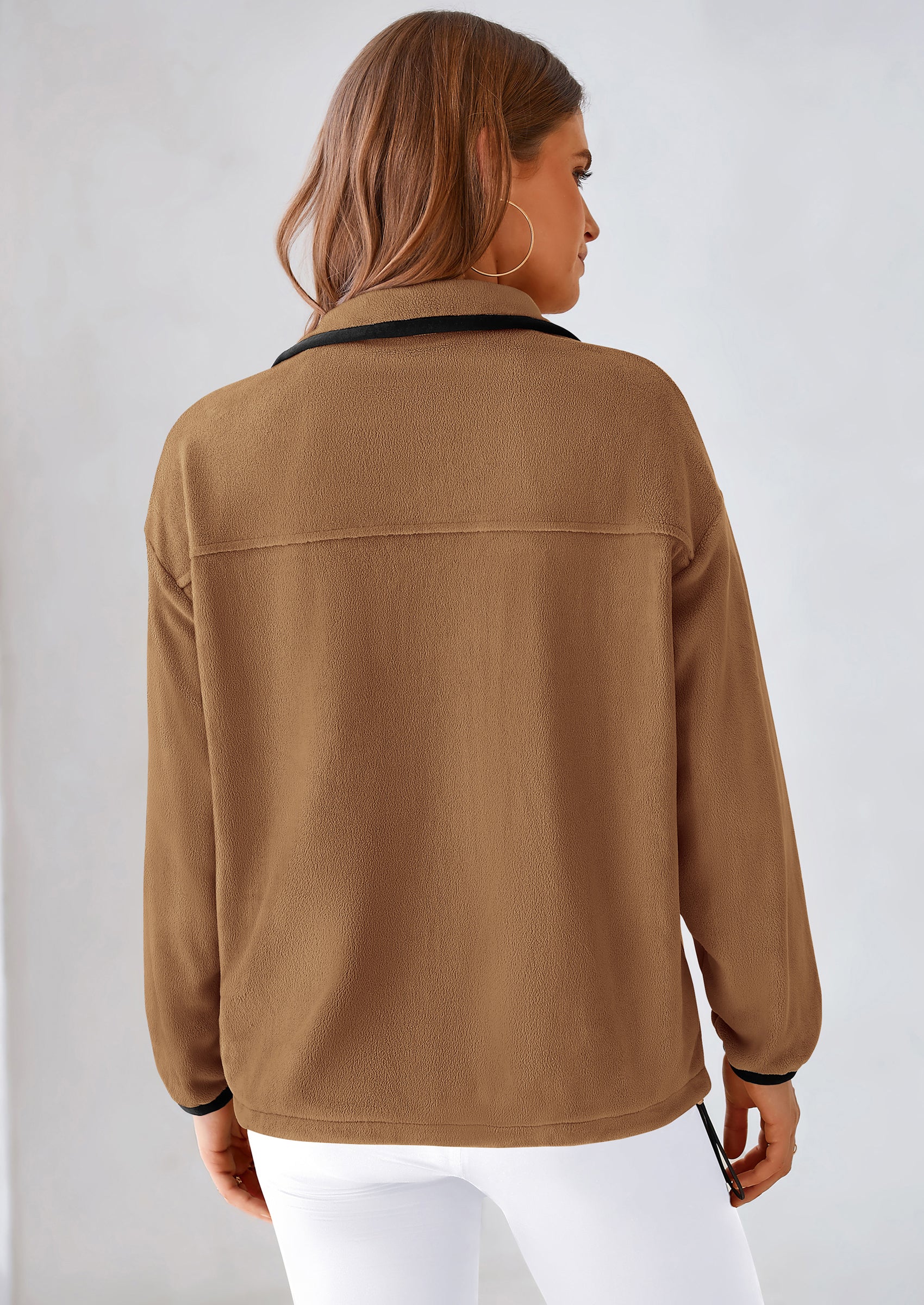 BTFBM Women's Fleece Jackets Fall Winter Clothes 2025 Stand Collar Outwear Jacket Zip Up Casual Fuzzy Coats Pockets PRETTYGARDEN