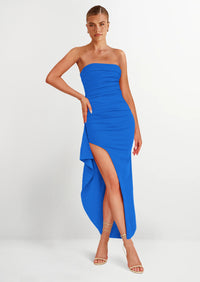 PRETTYGARDEN Women's Off Shoulder Bodycon Dresses Ruched Asymmetrical High Split Elegant Cocktail Party Dress