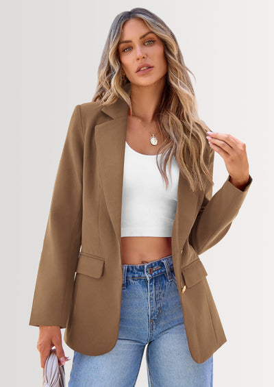 PRETTYGARDEN Women's Spring Fall Business Casual Blazers Long Sleeve Notch Lapel Trendy Work Office Blazer Jackets Outerwear