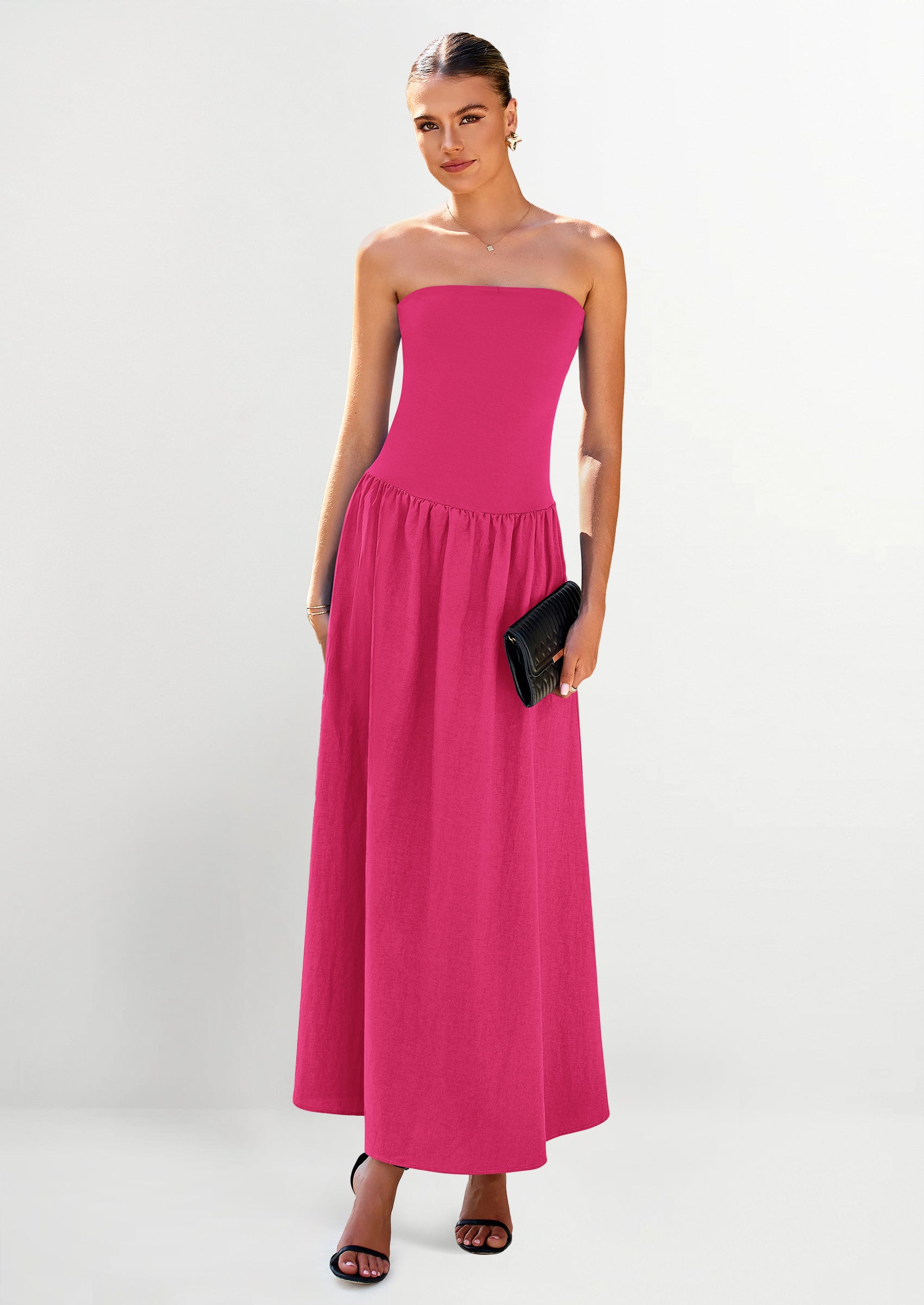 PRETTYGARDEN Women Strapless Elegant Going Out Maxi Dresses