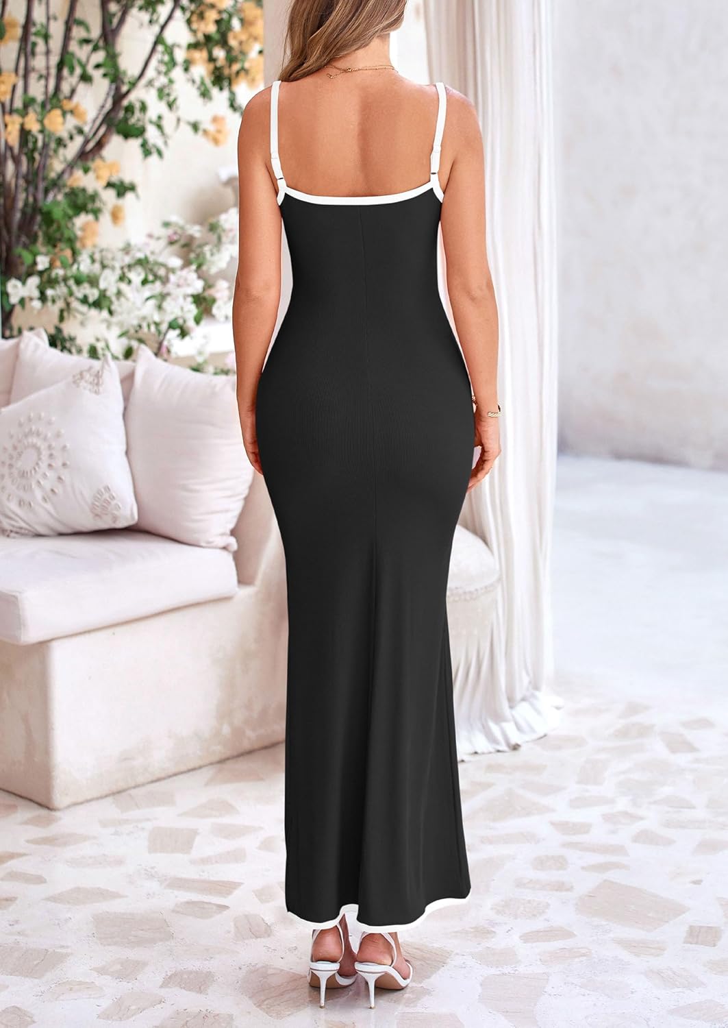 PRETTYGARDEN Spring Dresses for Women Summer Resort Wear Sexy Bodycon Sundress Spaghetti Strap Vacation Maxi Dress