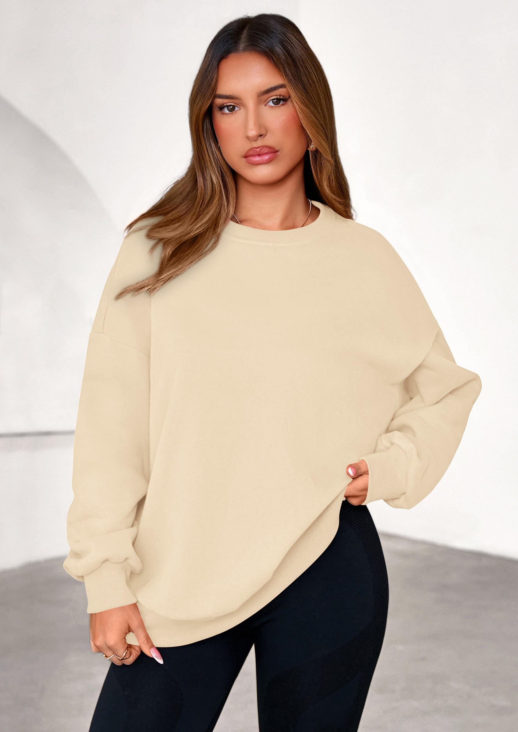 PRETTYGARDEN Sweatshirts for Women Oversized Crewneck Fleece Pullover Long Sleeve Tops Comfy Fall Winter Fashion Outfits