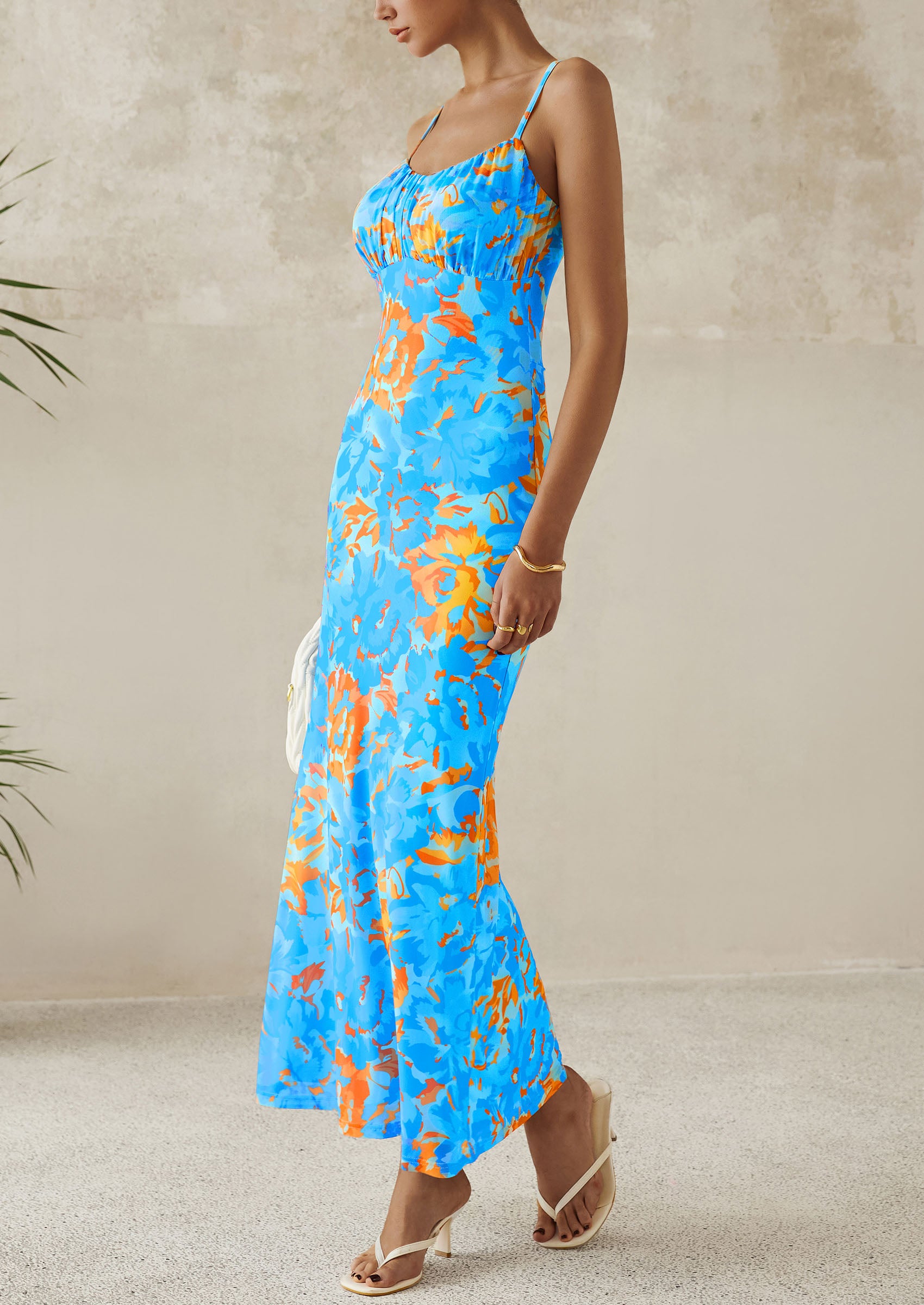 PRETTYGARDEN Women's Bodycon Maxi Dress Floral Sundress Sleeveless Spaghetti Strap Cocktail Party Dress