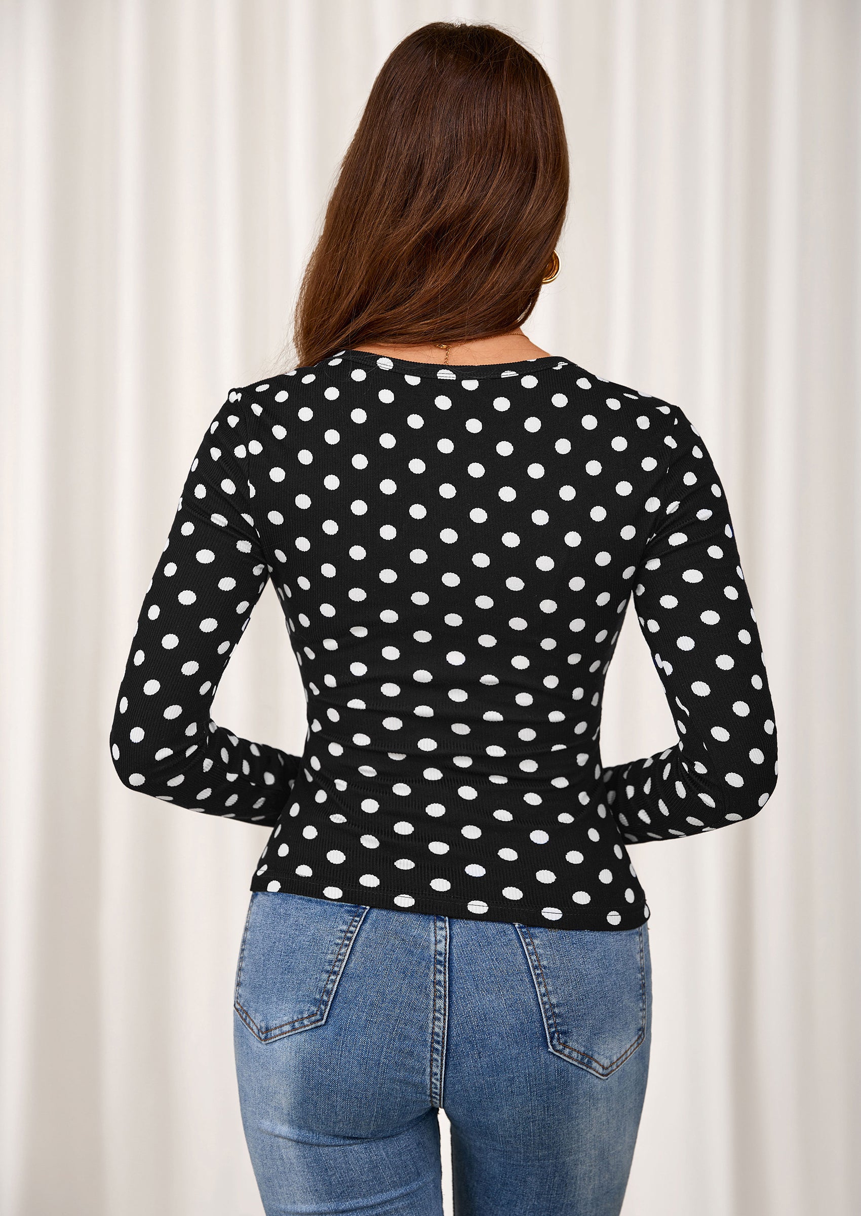 PRETTYGARDEN Women's Fall Long Sleeve Henley T Shirts Button Ribbed Knit Slim Fit Basic Tops Blouse Casual Outfits